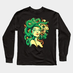 Sexy Medusa Smoking Greek Mythology Snakes Long Sleeve T-Shirt